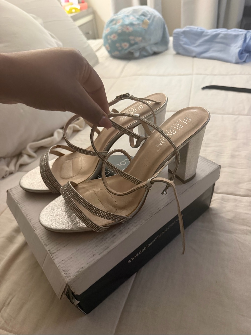 Strappy Gold Block Heel Sandals
